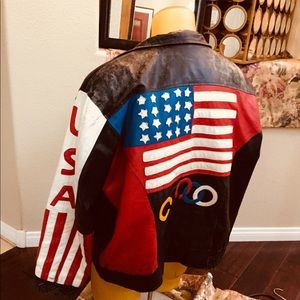 RARE HANDSTITCHED OLYMPIC GAMES. LEATHER JACKET